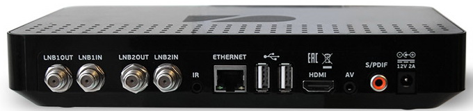 Двухтюнерный цифровой ресивер GS Е521L разъемы